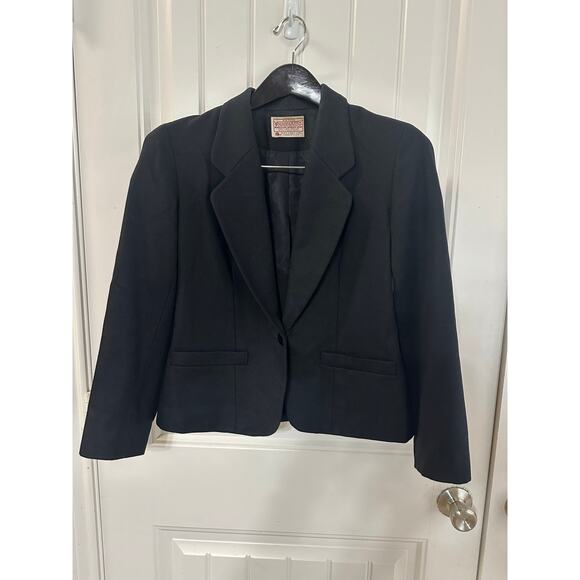 Pendleton Jackets & Blazers - VTG Pendleton 100% Virgin Wool Black Blazer Jacket Women Petite Business Twee
